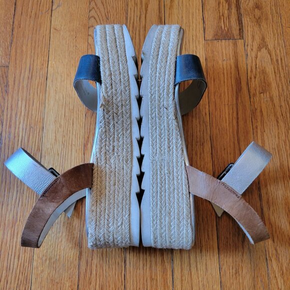 Boden Espadrille Platform Sandals 40 Brown Blue Metallic Silver LENA 8.5‎ - Picture 5 of 9